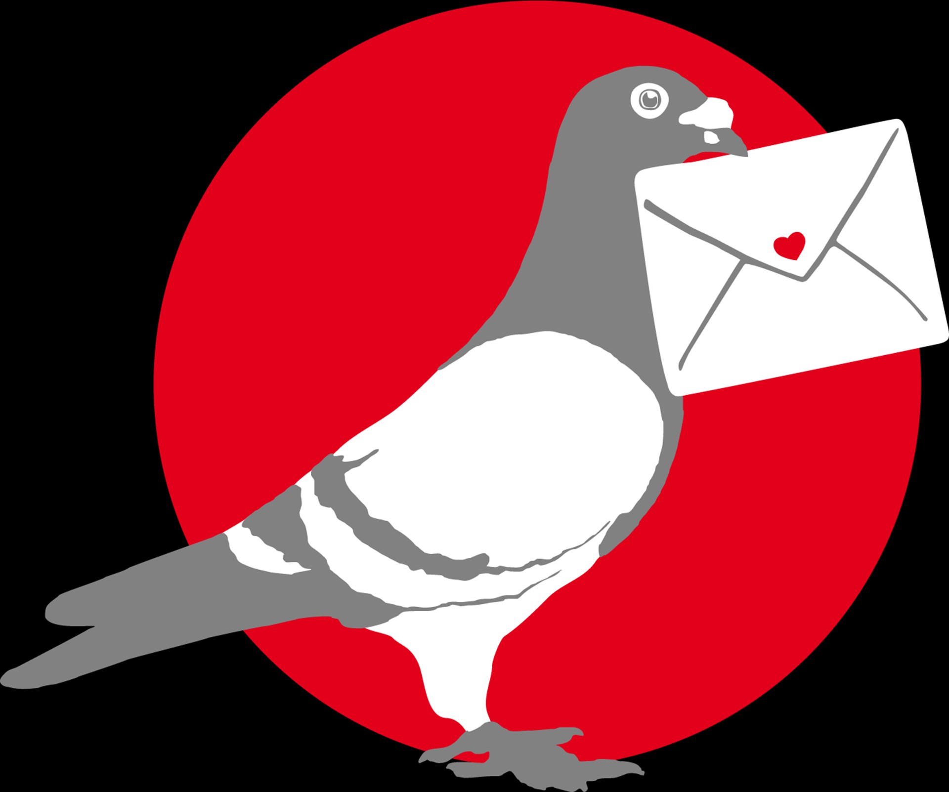 Taube mit Brief im Schnabel